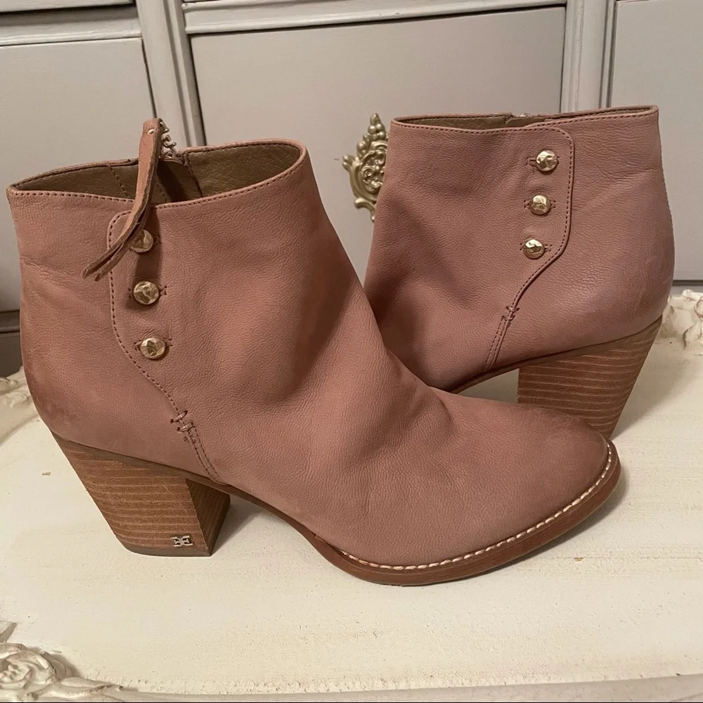 SAM EDELMAN Mariella Tan Leather ankle booties size 10 NEW